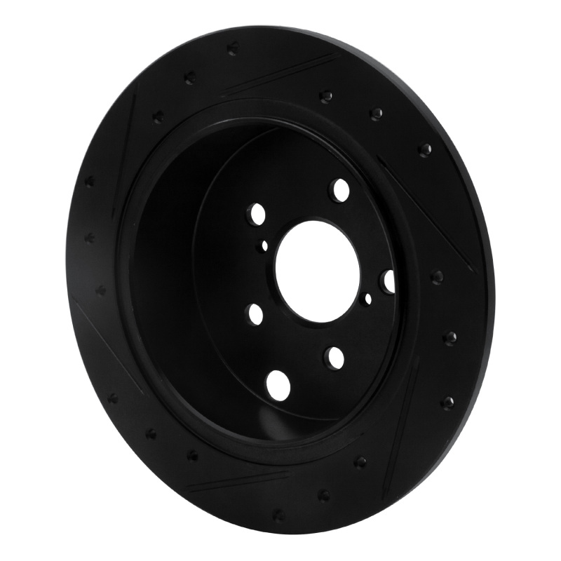 Subaru XV Crosstrek Brake Rotor (1) - Rear Right - R1 Concepts - Drilled & Slotted - Black - `12-`23